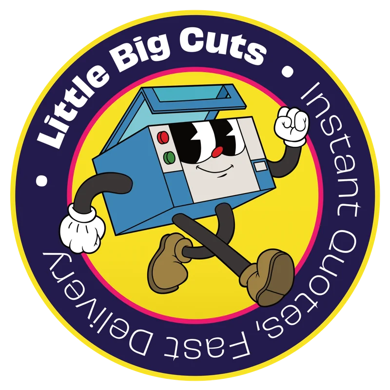 Little Big Cuts walking robot badge